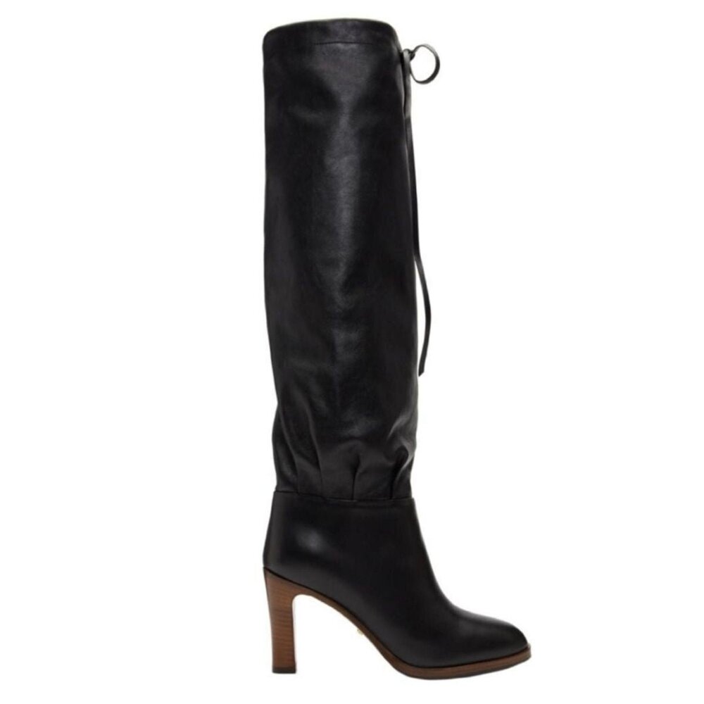 Gucci - Black Leather Boots up to the Knee with Mid-heel - IT 36 - Picture 1 of 10